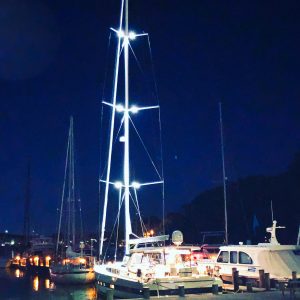 Yacht with mast lights on - DOUBLESTAR